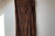Monsoon Leopard Print Midi Skirt with Side Tie Accen