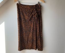 Monsoon Leopard Print Midi Skirt with Side Tie Accen