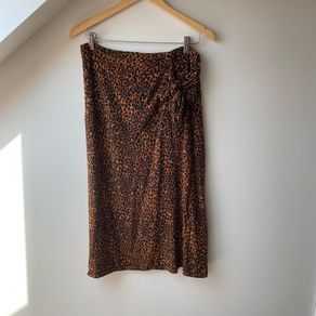 Monsoon Leopard Print Midi Skirt with Side Tie Accen
