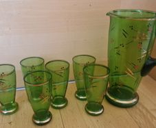 Vintage 1950s Mid Century Modern Atomic Glass Lemonade Set