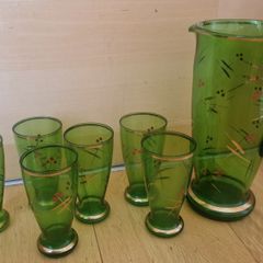 Vintage 1950s / 1960s Mid Century Modern Atomic Glass Lemonade Set