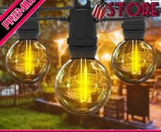 37FT Led Outdoor Garden String Lights, Waterproof Safety Voltage Festoon Lights with 15 pcs Shatterproof LED Globe Bulb Lights for Christmas Wedding Party Backyard Patio Cafe (FREE SHIPPING)