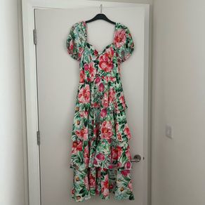 Savida Floral Tiered Maxi Dress With Puff Sleeves - EUR 38 / Small (S)