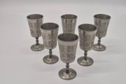 Set of 6 Vintage Mullingar Pewter Celtic Goblets