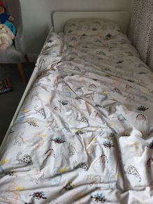single ikea bed with bed rails