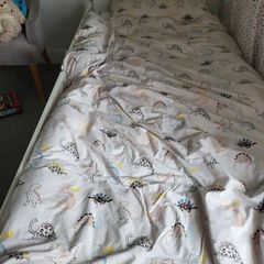 single ikea bed with bed rails