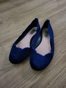 blue velvet flat shoes