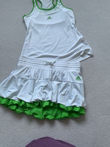 Adidas white and green tennis set