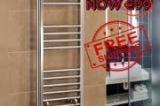 NEW SALE | Chrome Straight Heated Towel Rail W400mm x H800mm Flat Central Heating Towel Radiator Bathroom Rack
