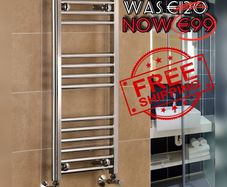 NEW SALE | Chrome Straight Heated Towel Rail W400mm x H800mm Flat Central Heating Towel Radiator Bathroom Rack