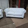 Hampton 3+2 White Chesterfield Fabric Sofa Set Image 4