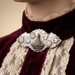 Victorian Nine Carat Gold And Srerling Silver Brooch