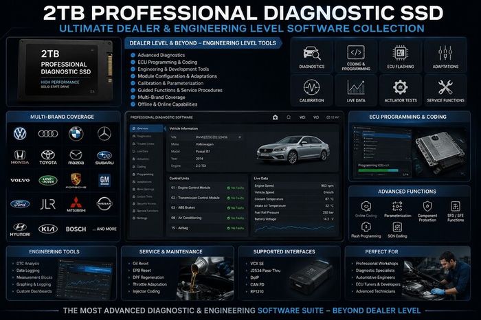 2TB Professional Automotive Diagnostic SSD | Dealer Level | ECU Programming | Coding | Multi-Brand | Ready to Use
