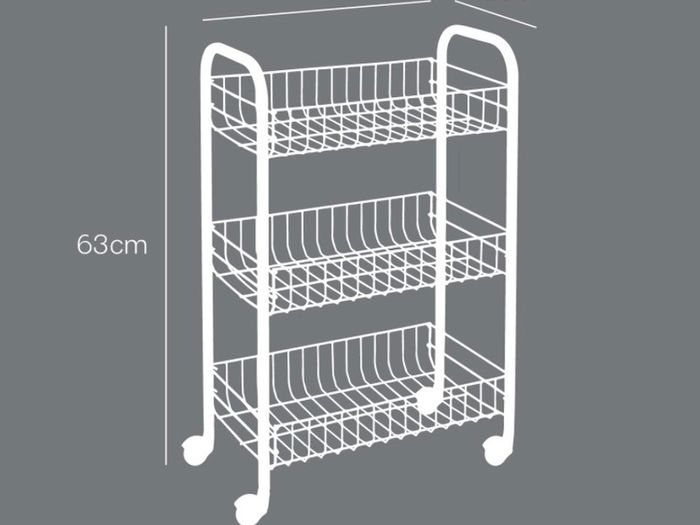 Service Trolley Siena with 3 Stages, Metal, White, 23 x 41 x 63 cm (FREE POSTAGE)