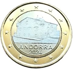 Andorra 1 Euro Regular National Coin 2024. Uncirculated.