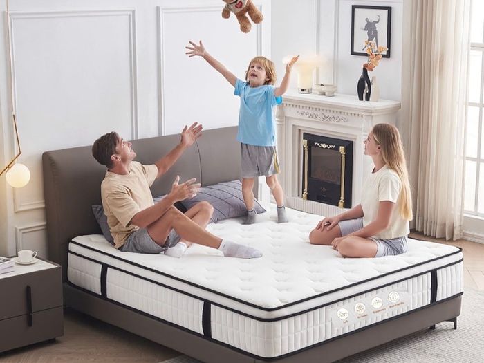 5FT King Size Mattress, 10.2 INCH King Memory Foam Sprung Mattress Medium Firm,Comfortable Sleep for Back Pain Relief and Heavy Sleeper(150x200x26cm)