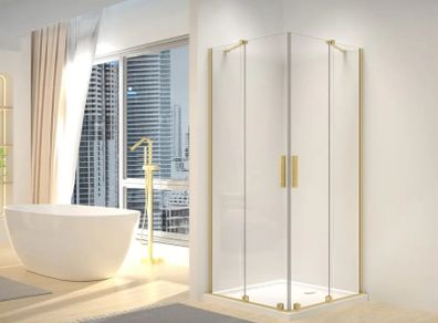 Shower enclosure Brushed Gold - 90x90 - Excellent condition - As New