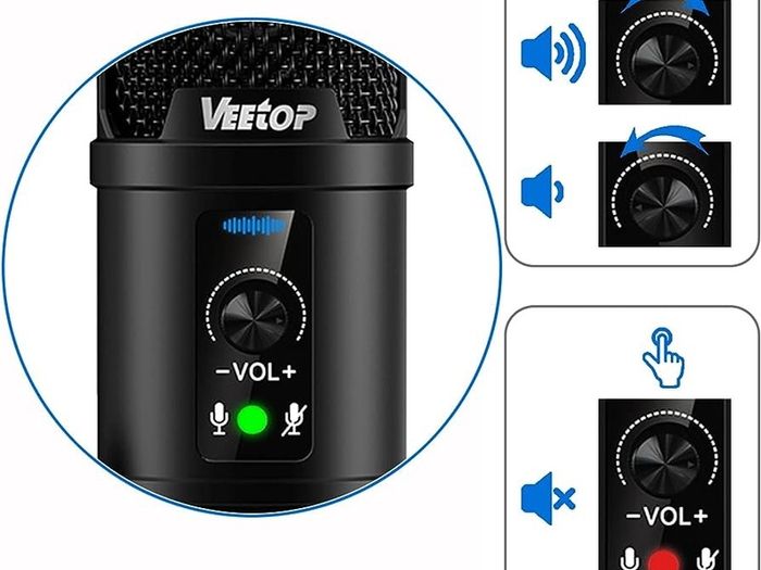 USB Microphone Metal Computer Condenser PC Mic for Gaming Podcasting Streaming Recording Voiceover YouTube Skype Twitch Zoom Cardioid with Tripod Compatible with Desktop Laptop Windows