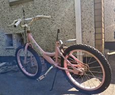 Bike/Stroller/tonka truck/ironing board/weight bench.