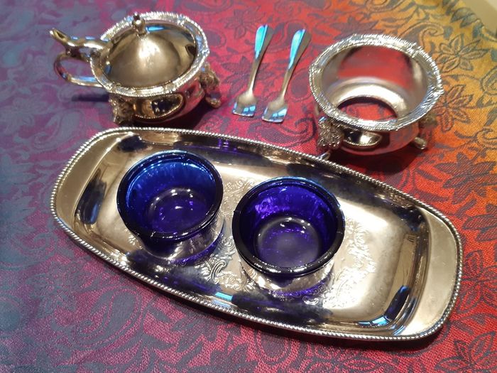 Vintage Condiment Set - Silver Plated