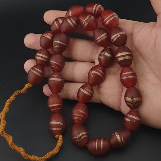Vintage Venetian Style Aventurine Glass Beads Necklace Strand 18 inches