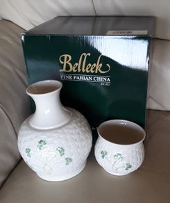 Belleek Shamrock Carafe and Cup set