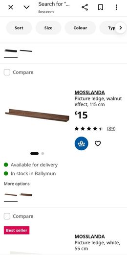 Black picture shelf 115cm