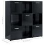 Book Cabinet High Gloss Black 90x30x90 cm Chipboard Image 8