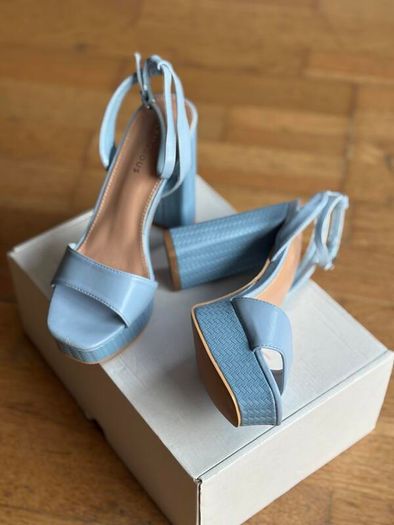 Blue platform sandals
