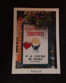 Ireland Postcard : Irish Language Guinness Pub Sign , Tullycross , Co. Galway