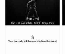 Bon Jovi Croke Park 30.aug x2 seated tickets