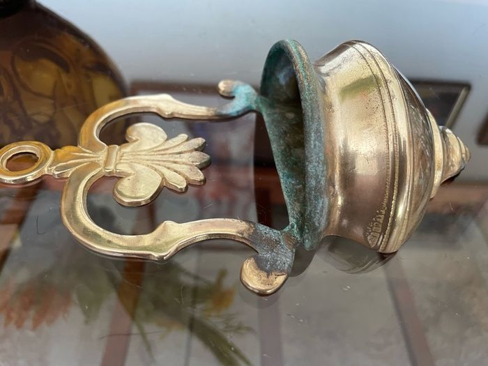 Vintage Brass Holy Water Font Wall Hanging Religious Home Decor