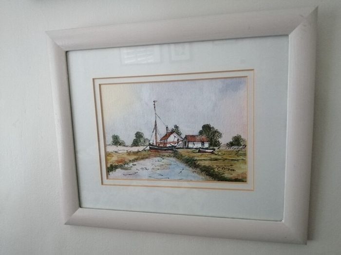 Original watercolur painting "Beyond the Weir" by Cathy O'Shea