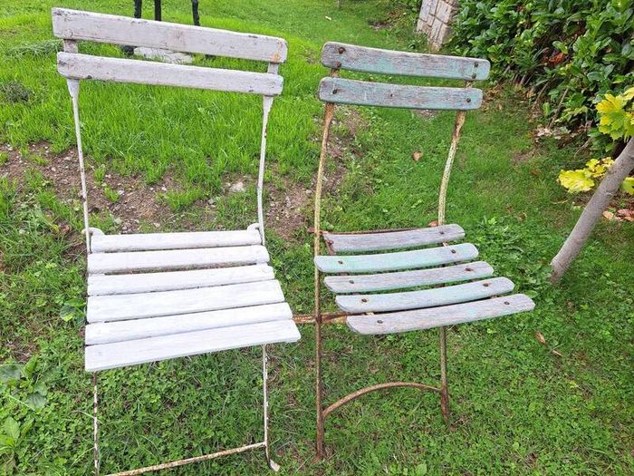 vintage bistro garden folding chairs strong and sturdy with beautiful patina