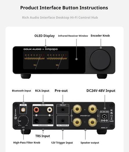 Ampapa D1 Amp 2x300W SBC/AAC/aptX/aptX-HD