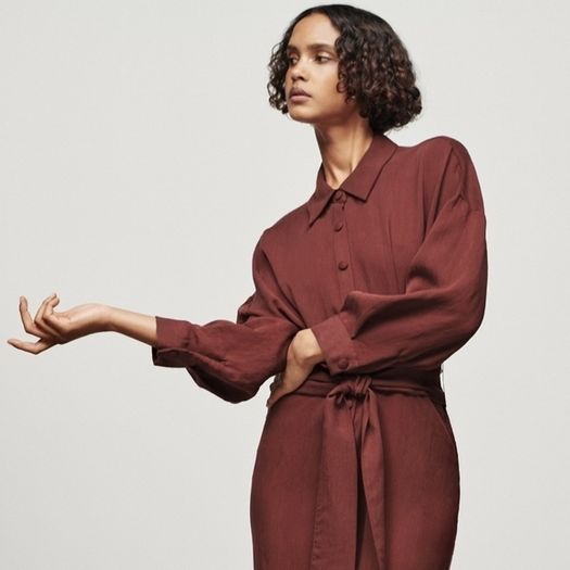 Zara belted shirt dress, maroon, S