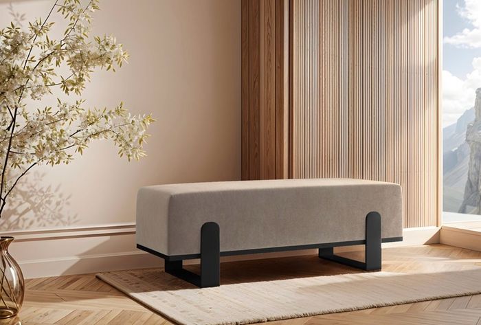 Aria Modern Velvet Bench with Gold Metal Legs Elegant Hallway 100cm