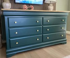 Extra Large Refurbished Chest of Drawers Mallard Green & Natural Wood
