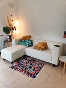 3 seater white leather couch