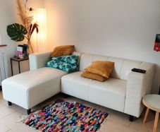 3 seater white leather couch