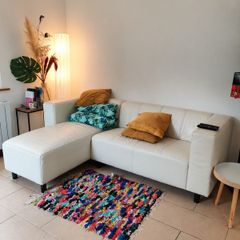 3 seater white leather couch