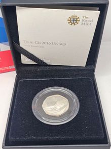 Great Britain 2016 Team GB Silver Proof 50p Coin Rio Olympics Fifty Pence COA in Original Holder