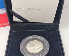 Great Britain 2016 Team GB Silver Proof 50p Coin Rio Olympics Fifty Pence COA in Original Holder