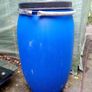 Large Blue Plastic Storage Barrel / Drum with Clamp Lid (220L) Image 2