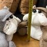 x2 Grey and Brown bulldog fabric door stopper filled with sand Image 5