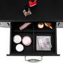 Dressing Table with 7 Drawers, Dressing Table with Padded Stool, 3-Piece Folding Mirror with Chain Hook, 4 Open Compartments, 2 Narrow Compartments for Brushes, Wooden Legs, Black Image 5