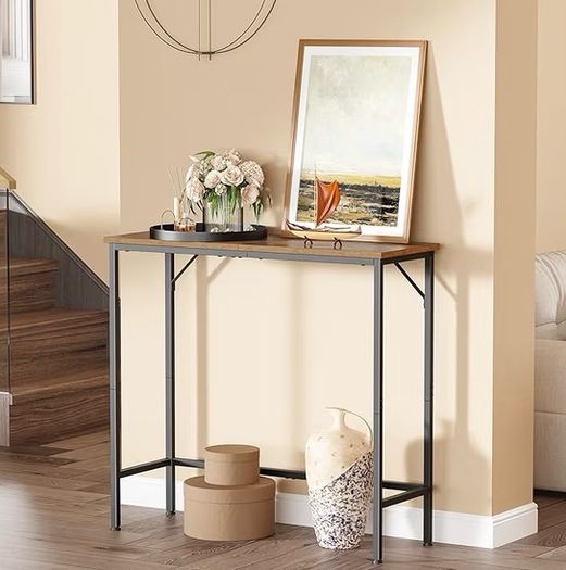 Slim Console Tables for Hallway, Compact Sofa Table with Adjustable Feet, for Small Spaces Living Room, Bedroom, Entryway, Hall, Rustic Brown