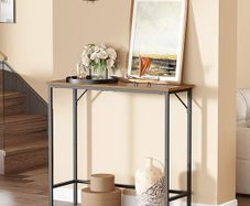Slim Console Tables for Hallway, Compact Sofa Table with Adjustable Feet, for Small Spaces Living Room, Bedroom, Entryway, Hall, Rustic Brown