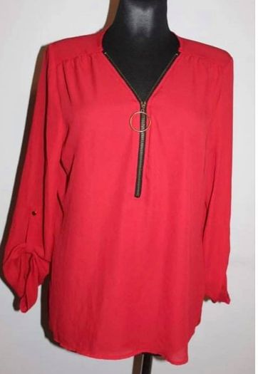Colloseum collection red zipped blouse size L UK14 EU42 Postage included