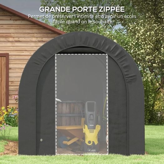 Garden Storage Tent Outdoor Storage Shelter Bike Garage with PE Cover & Metal Frame 2.4 x 1.8 x 1.9 m Dark Gray